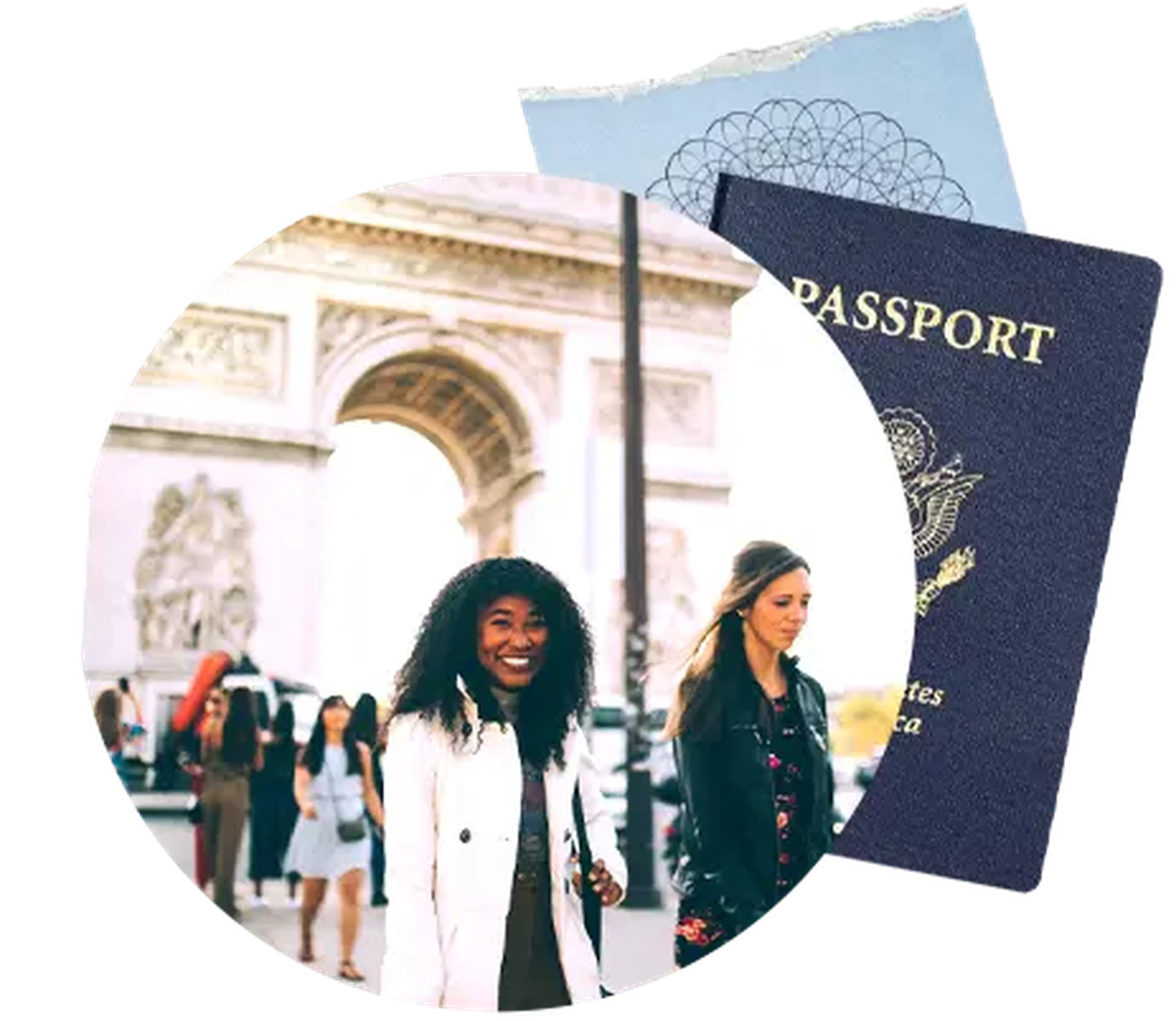 Collage of students and passport