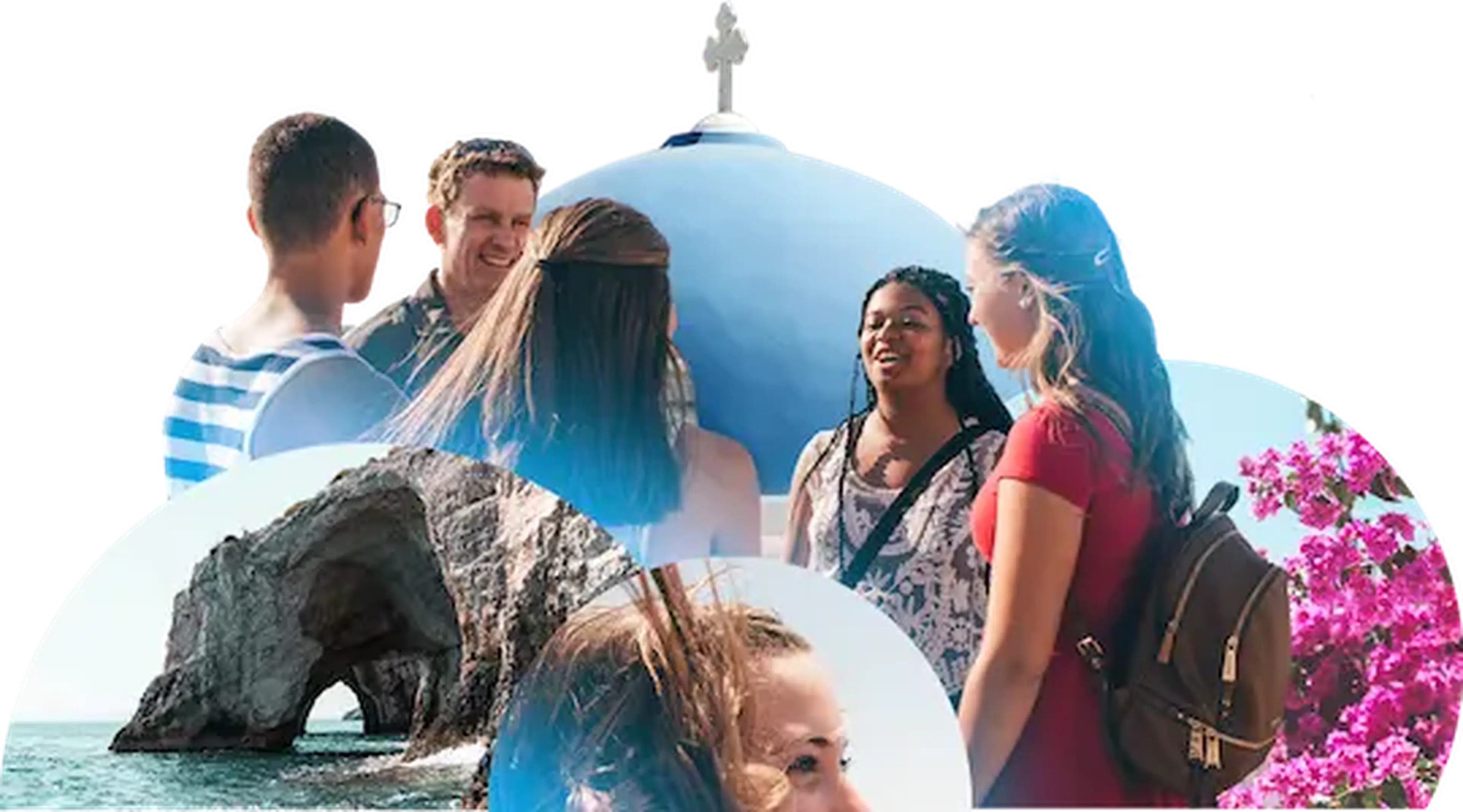 collage of students on tour in greece