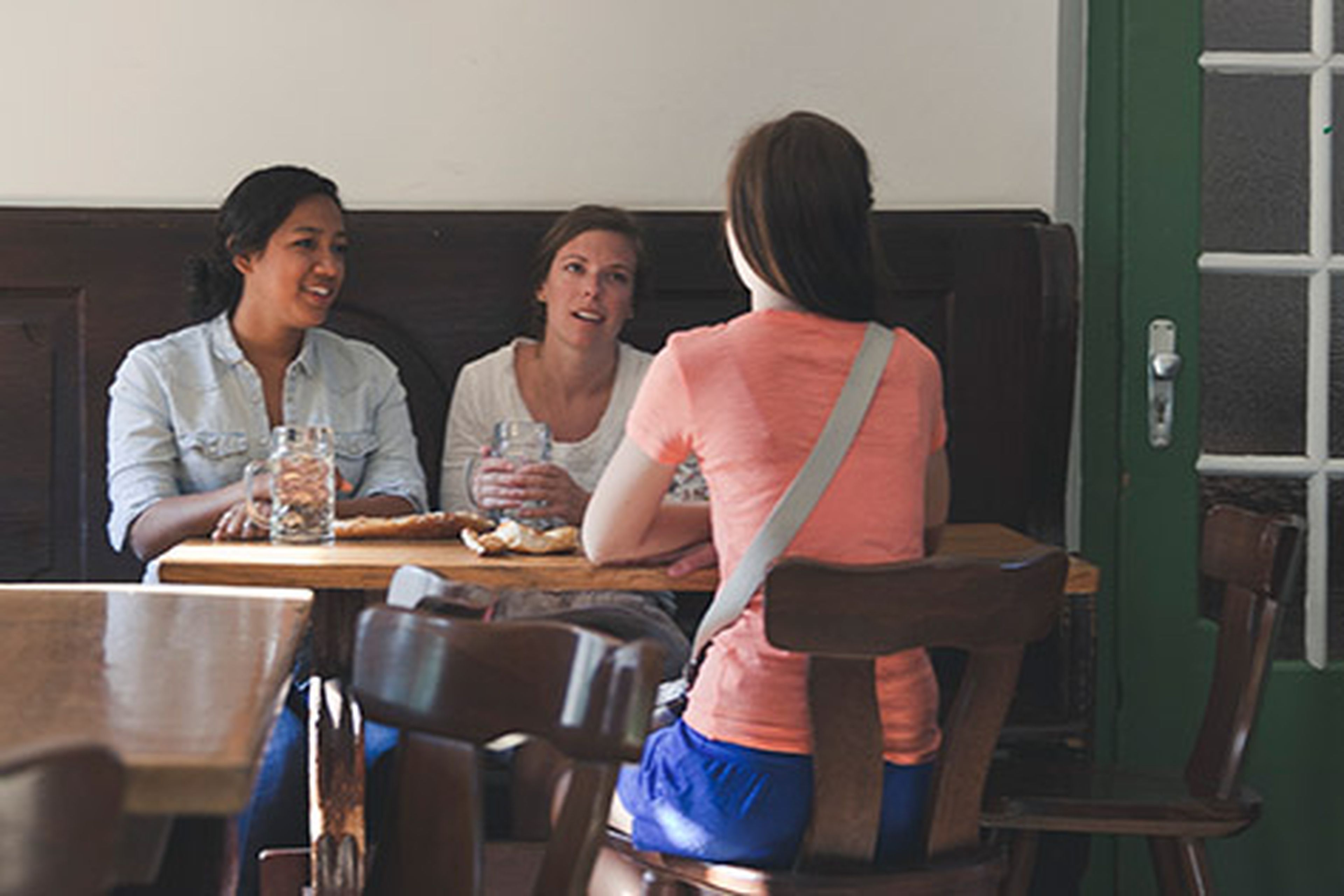 giving crowdfunding tips at a table