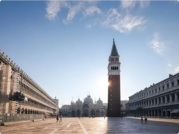 Stroll across St. Mark’s Square and walk along the Grand Canal
