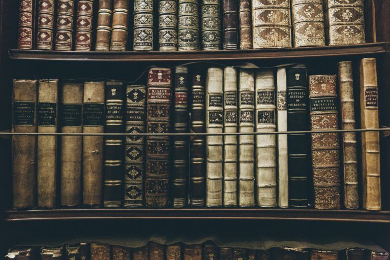 ap english books of literary merit on a bookshelf