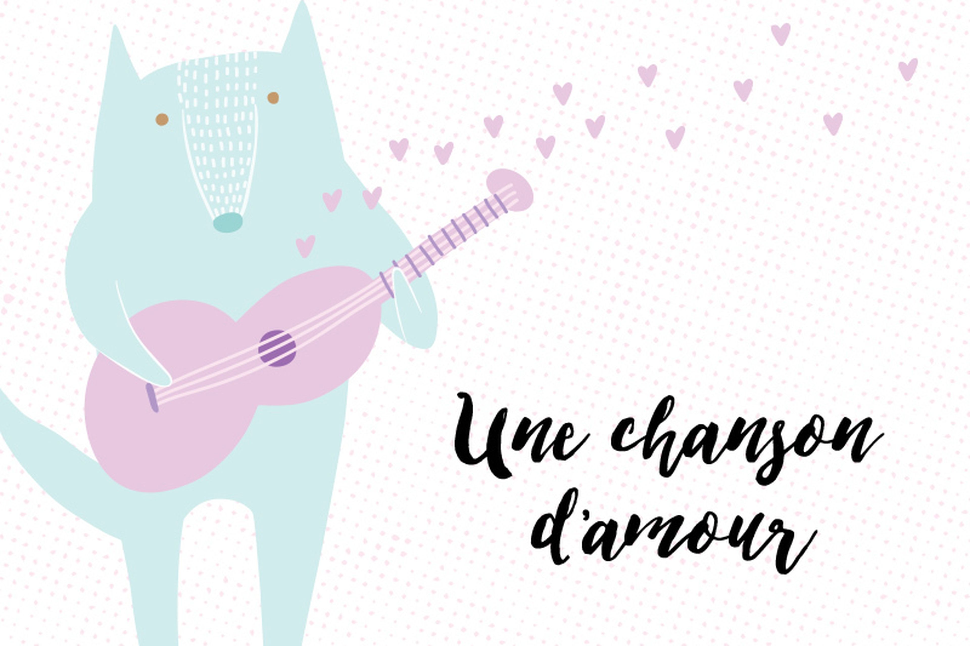 cute french love song animal with guitar