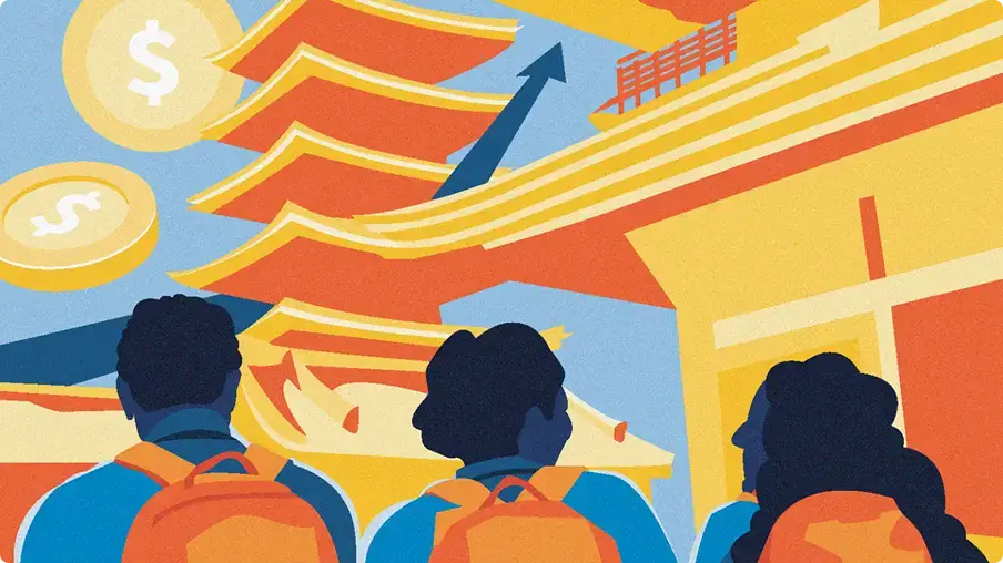 illustration of students in japan