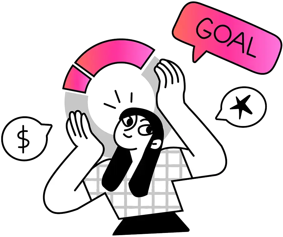 line drawing of a woman with a goal