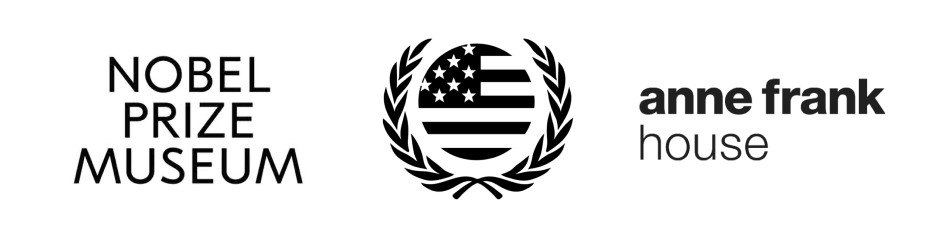 nobel prize museum, united nations, and anne frank house logos