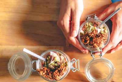 Pink Overnight porridge à la betterave sans cuisson