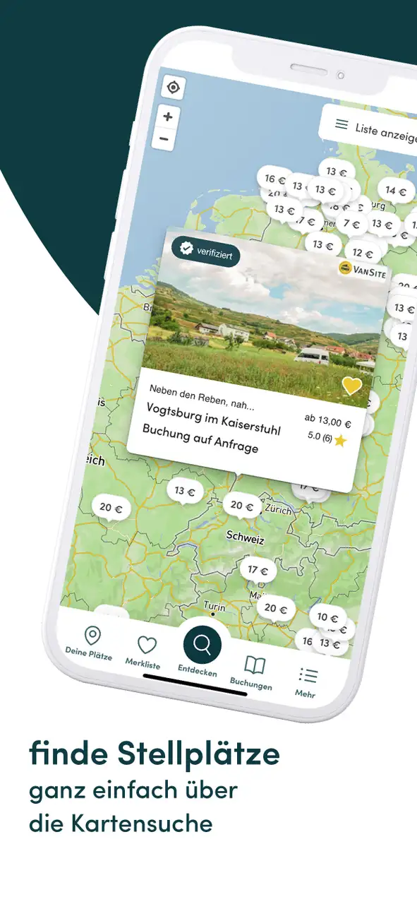 Kartenansicht VanSite Stellplatz App