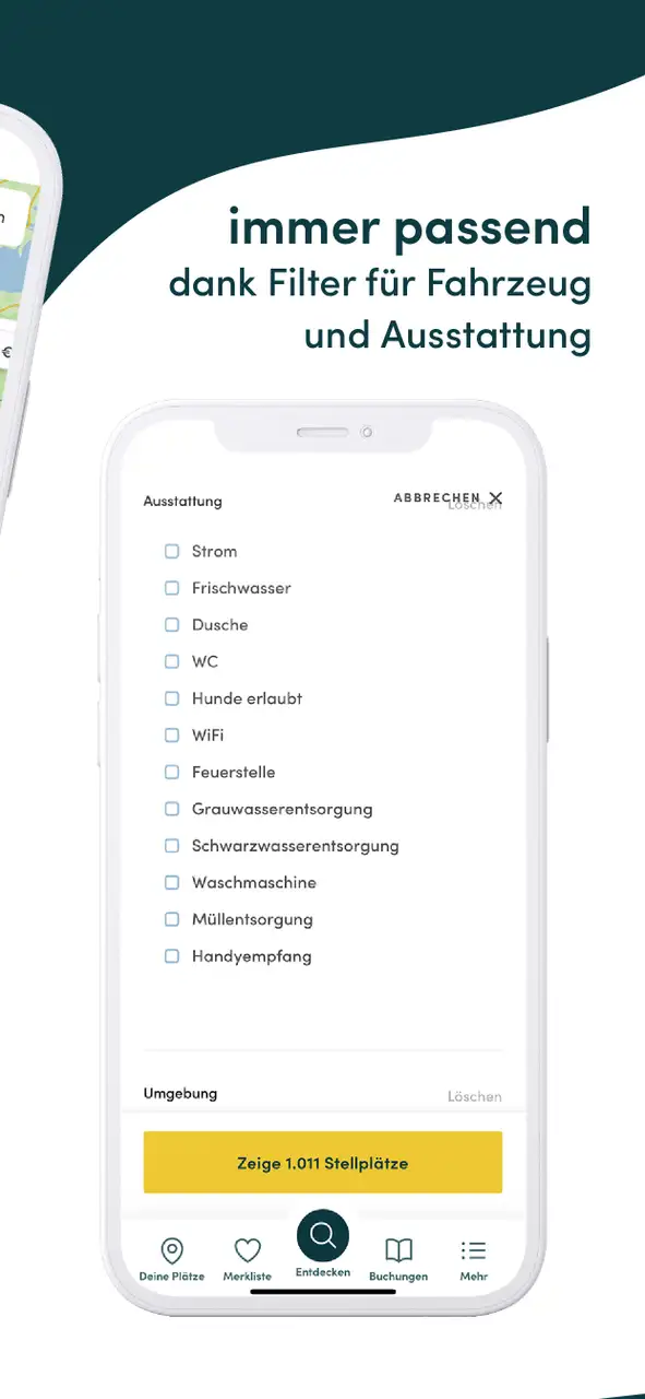 Filter VanSite Stellplatz App