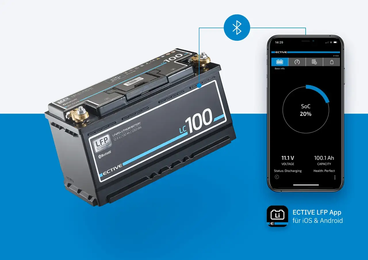 ECTIVE LFP App mit Bluetooth Verknüpfung zur Batterie