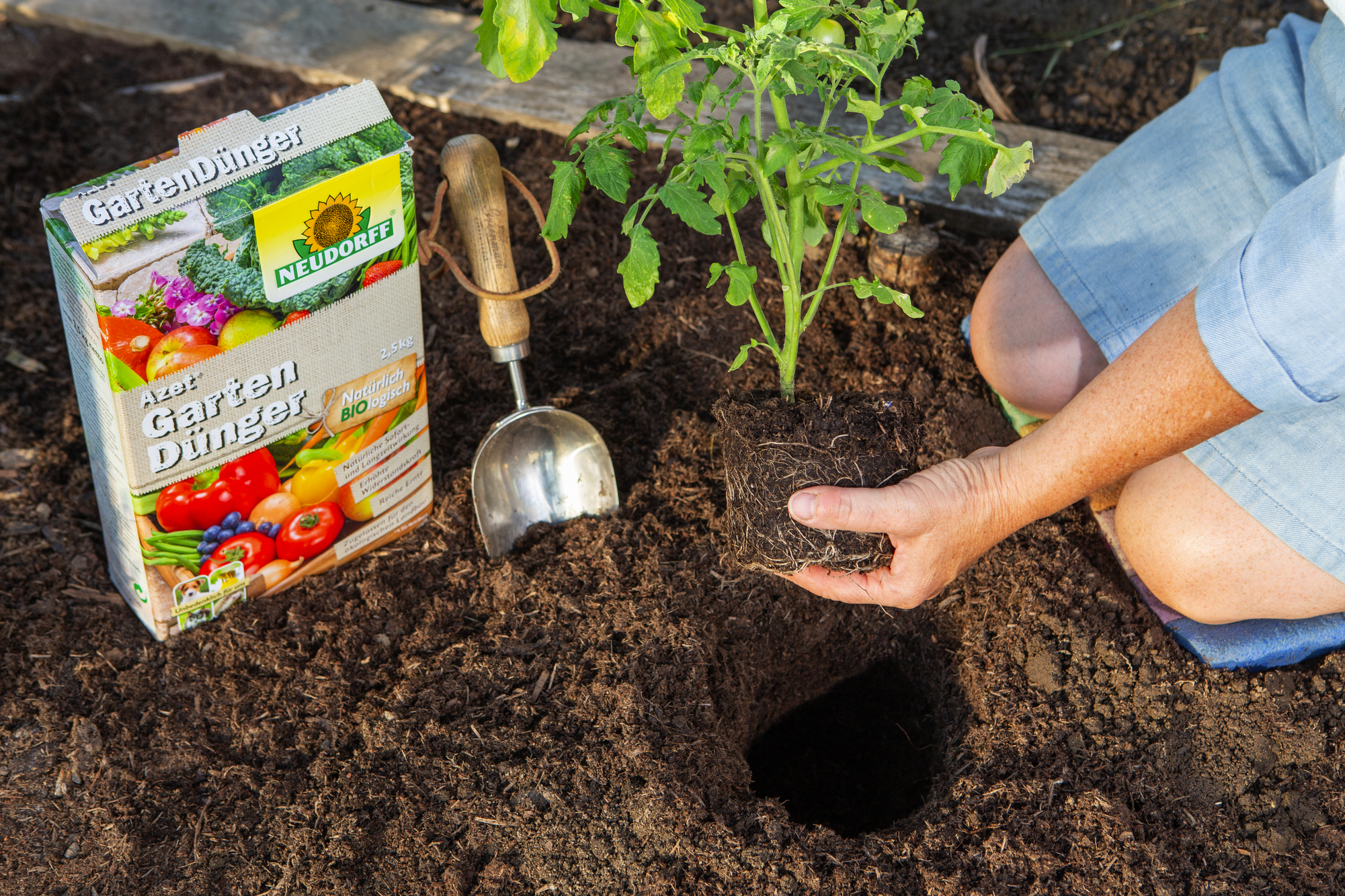 Dngen im Garten