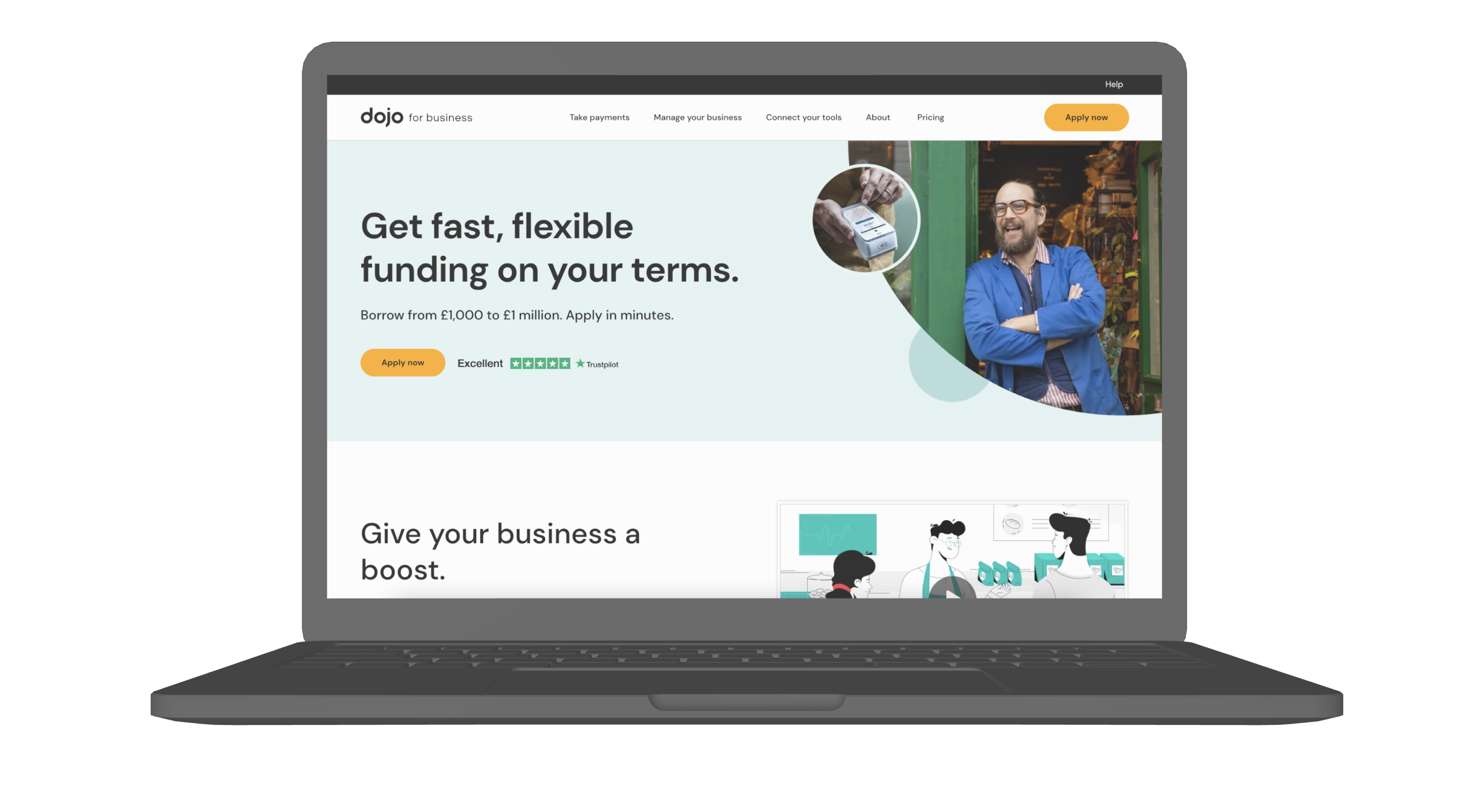 image of Dojo business funding web page