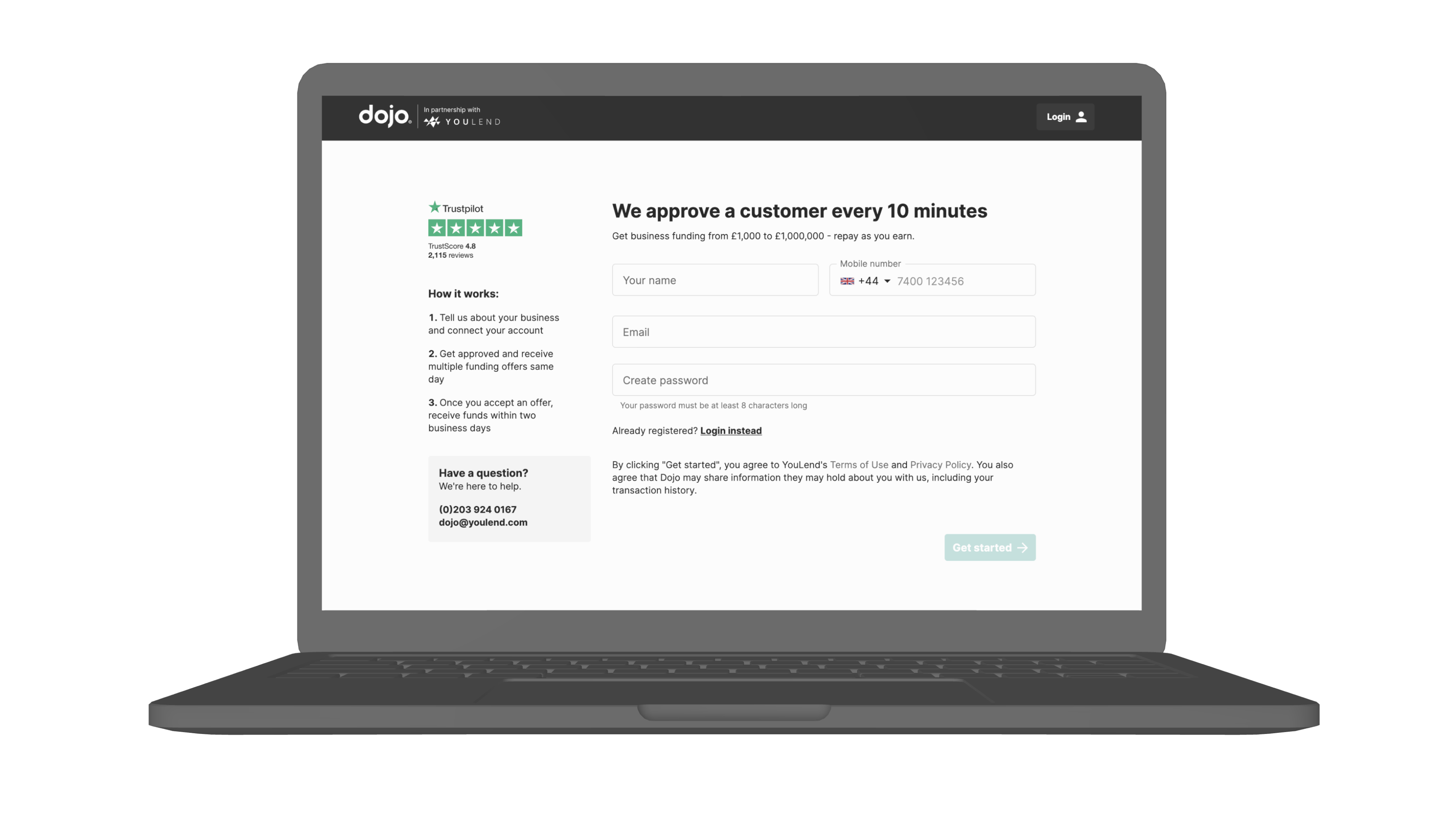 image of YouLend web page