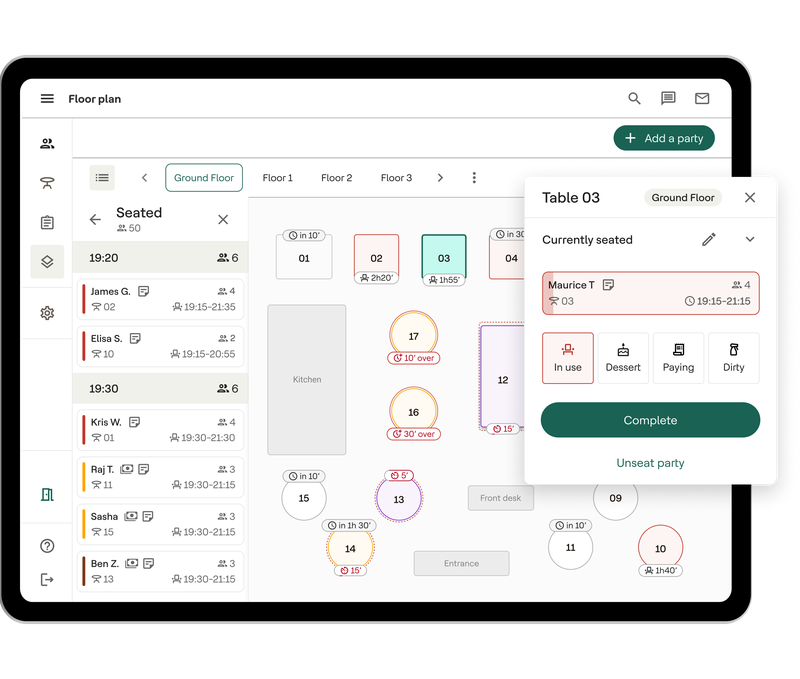 Dojo bookings dashboard