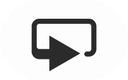 Symbol eines schwarzen Wiedergabe-Icons mit rechteckigem Bildschirm und Pfeil auf weißem Hintergrund.