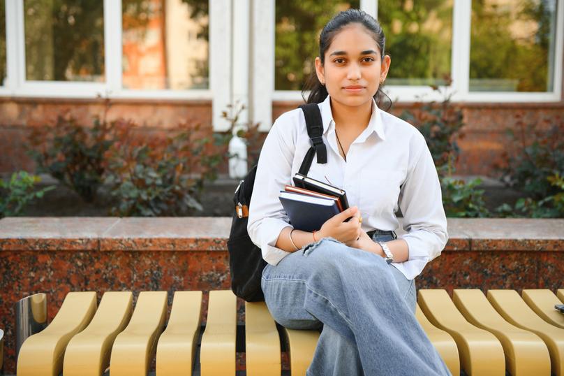 pretty indian college girl at the University.