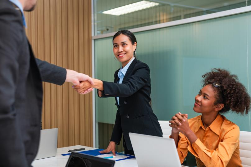 Multiracial business people having meeting and brainstorming.