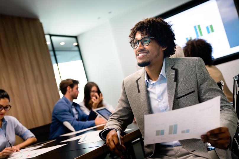 Entrepreneurs and business people, architects conference in modern meeting room