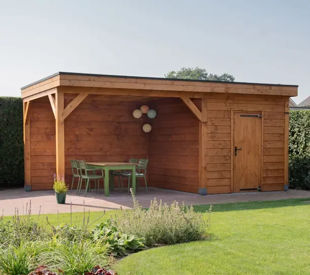 Exterieur van buitenverblijf premium met opbergruimte en loungeruimte