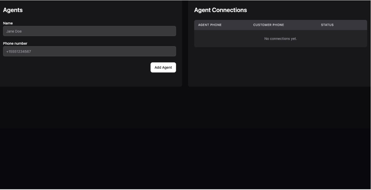 Screenshot of the app’s default screen with no configuration added yet