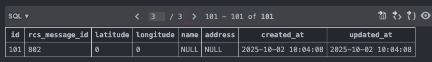 Screenshot showing a location entity, but latitude and longitude haven't been populated