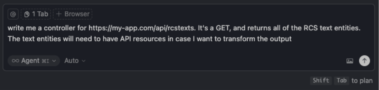 Screenshot of prompt asking for an API endpoint to be generated