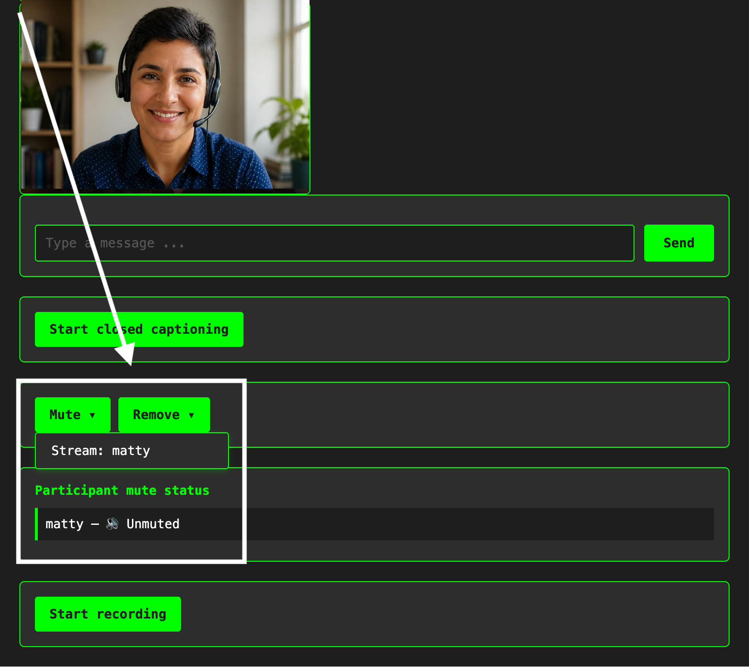 A screenshot showing a list of muted participants.