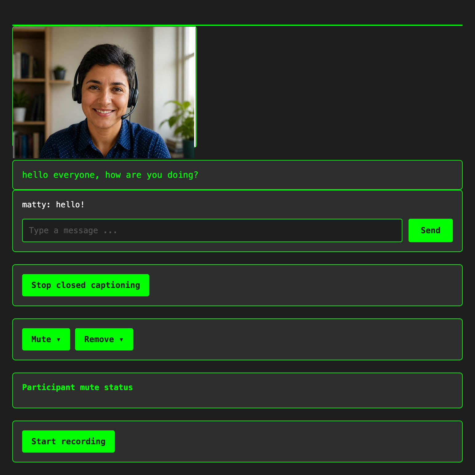 A screenshot of the captions as they appear in the UI.