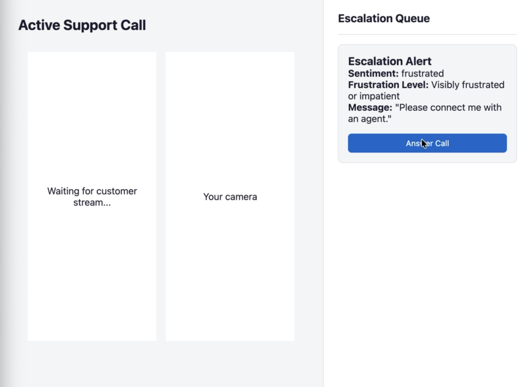 Employee Dashboard Showing Escalation Queue
