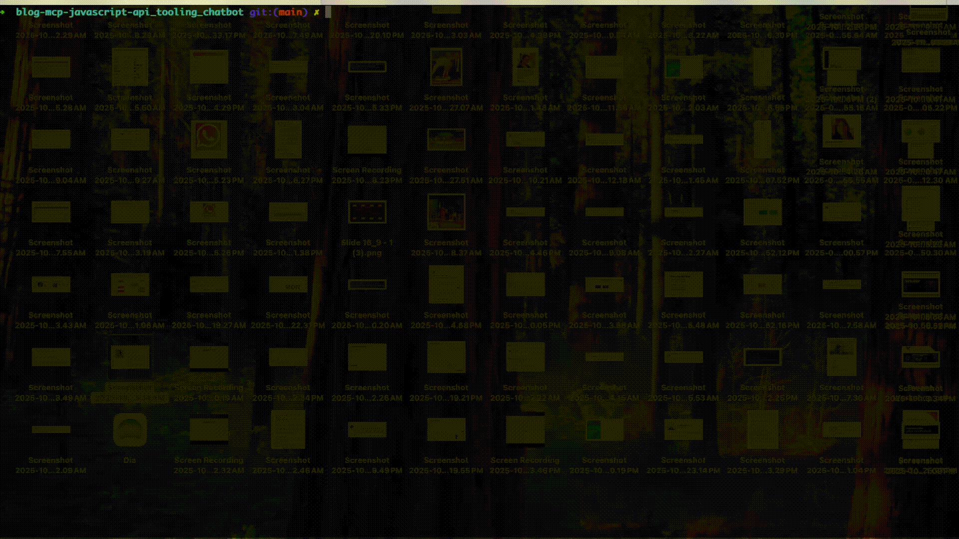 Screen recording of a terminal session running node chatbot-minimal.js. The chatbot connects to the Vonage MCP Server, lists available tools, and responds to a user message, “Can you check my Vonage account balance?” It executes the balance tool, retrieves the account balance from the Vonage API, and replies: “Your current balance is $15.67 USD.”