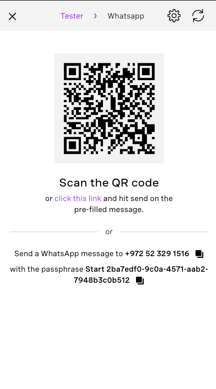 Test the Agent in WhatsApp by scanning the QR Code