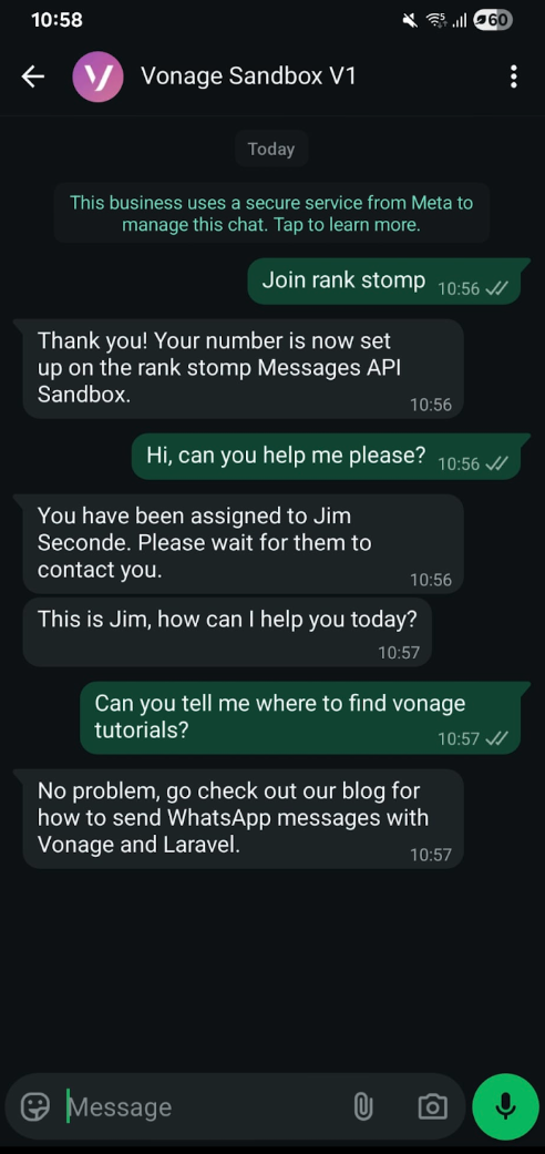 Screenshot showing the agent and customer talking on the customer’s device