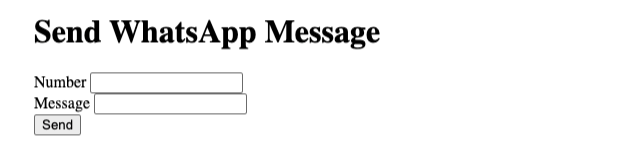 Screenshot showing the number and message fields in the form
