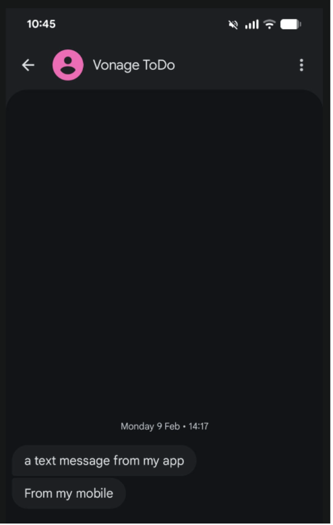 Screenshot of my phone with messages sent from my NativePHP app