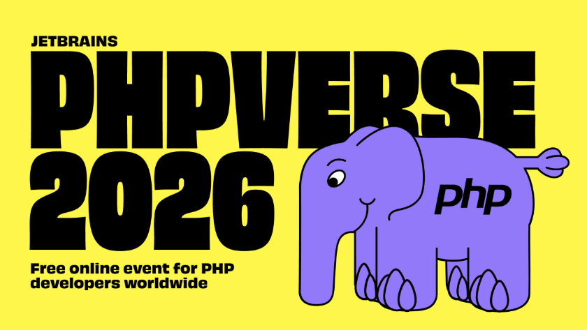 dvert for PHPVerse 2026, featuring the PHP Elephant