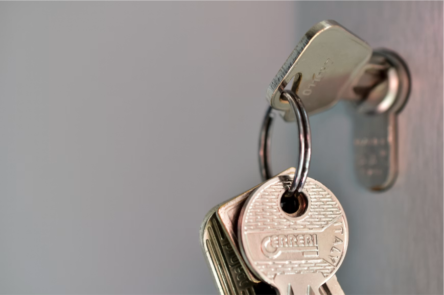 Photo of a key in a lock