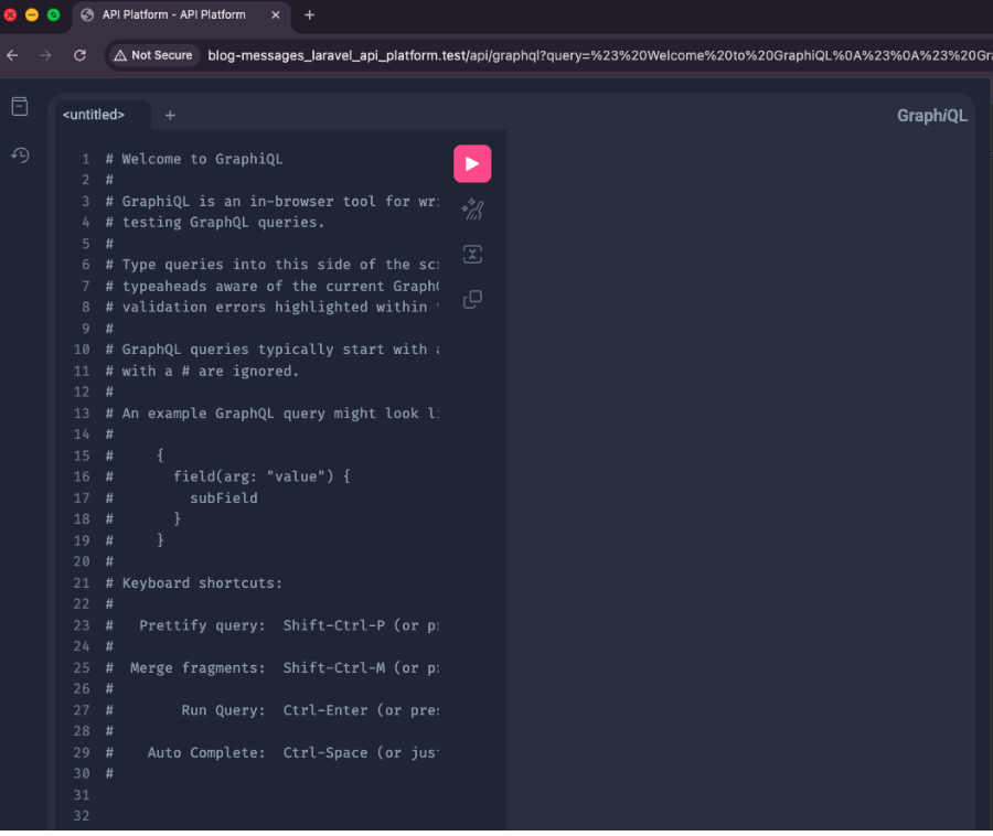 Screenshot of the built-in API Platform GraphQL sandbox