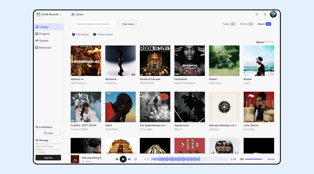 page on bridge.audio to browse music