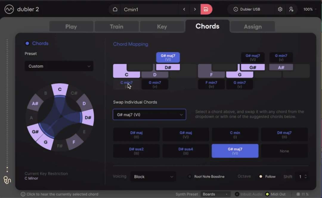 Dubler 2 Chords interface