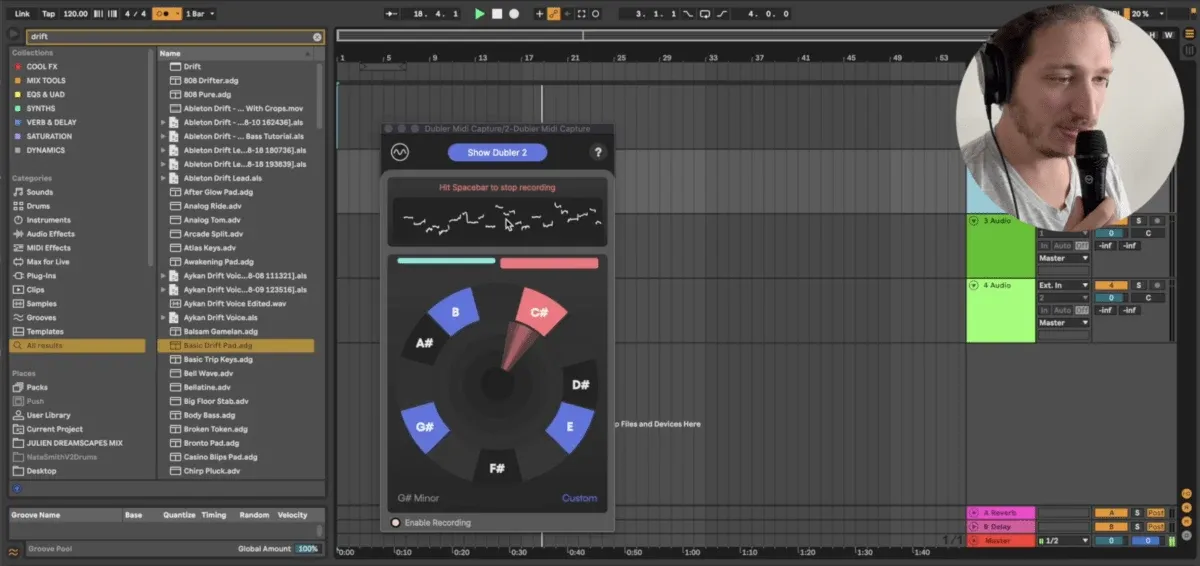 Aykan testing the MIDI capture plugin