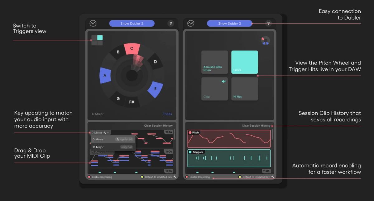 Dubler MIDI capture companion interface in details