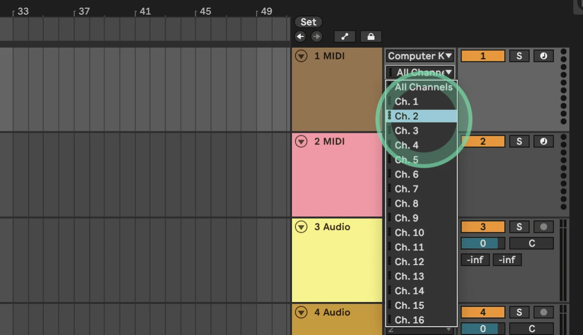 Ableton Channel Settings