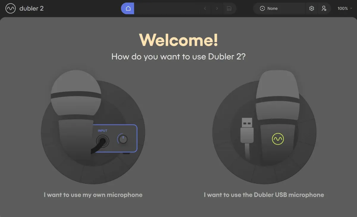 Dubler 2 Welcome Interface