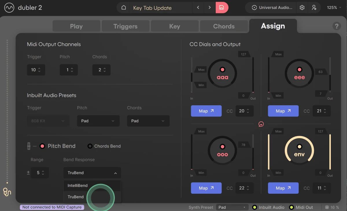 Dubler 2 Bend Response Settings