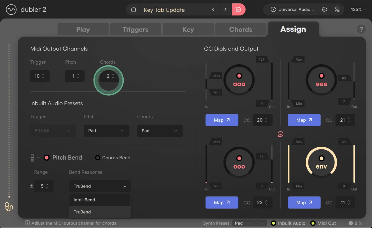 Dubler 2 Chords Settings