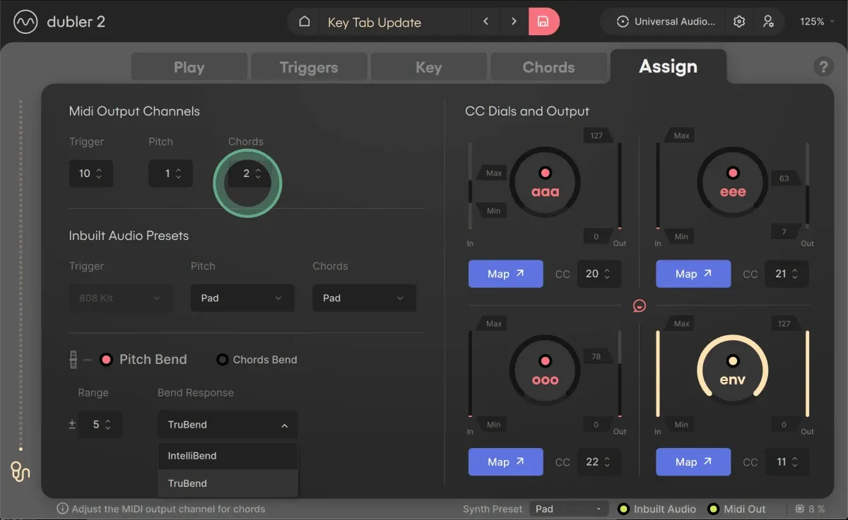 Dubler 2 Chords Settings