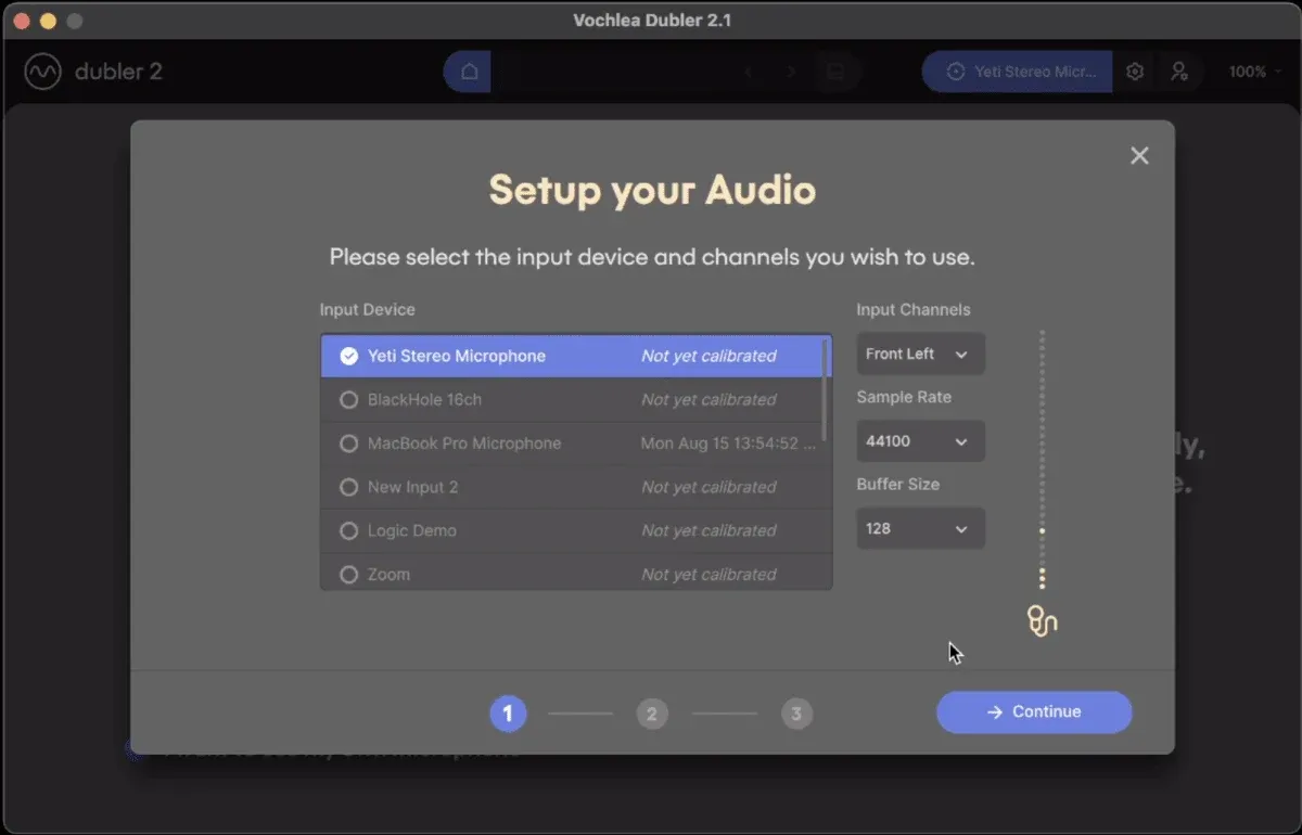 Setup your audio - Input