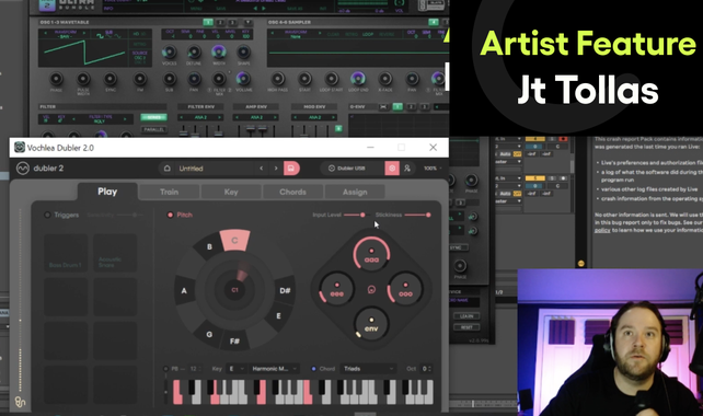 Jeremy "Jt" Tollas working on a full production with Dubler 2 for Vochlea's Blog