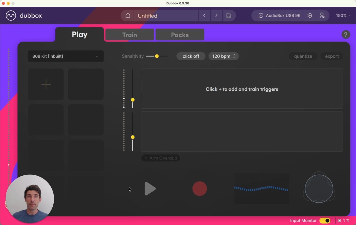 A new project - click + to add and train triggers