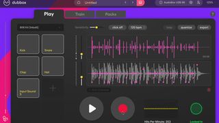 The Play tab - a loop recorded in DubBox, locked in