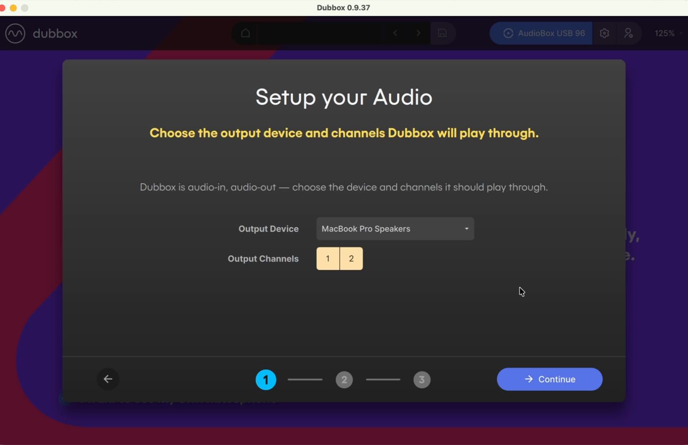 Choose the output device and channels